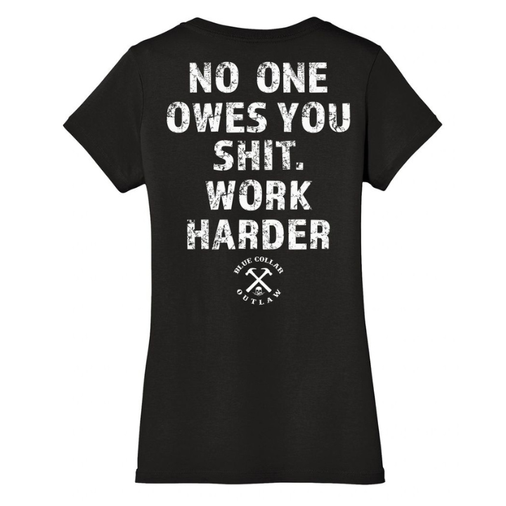 GIRLS S/S WORK HARDER - BLK